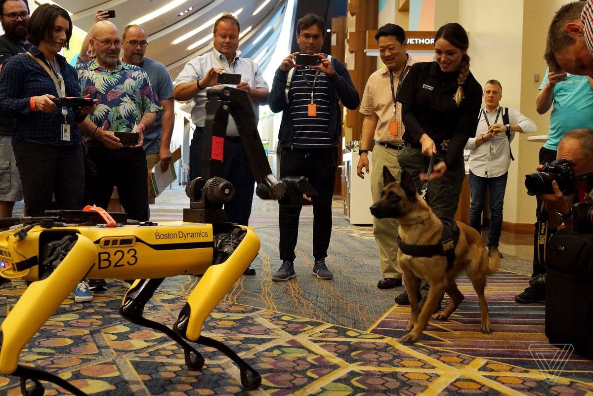 2 Spot robot displayed at AWS event