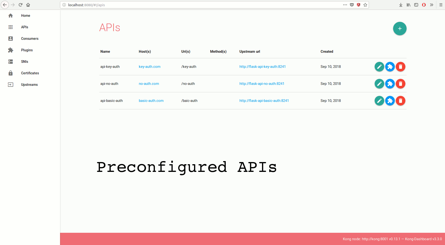 APIs page