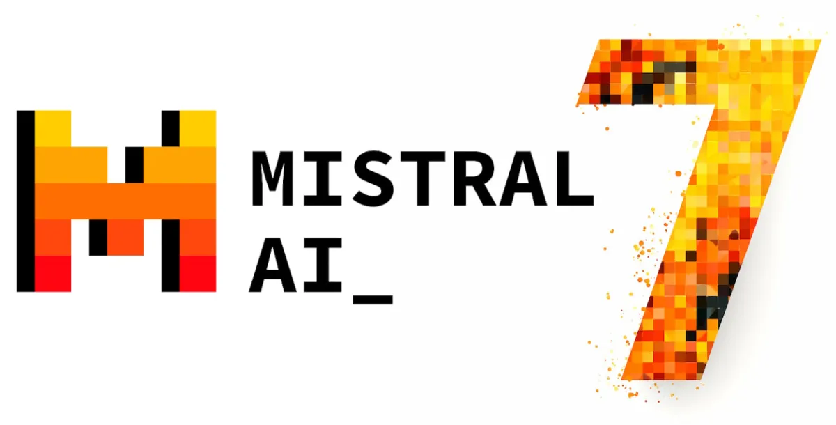 Mistral Logo with a stylished 7 representing the "7b" version